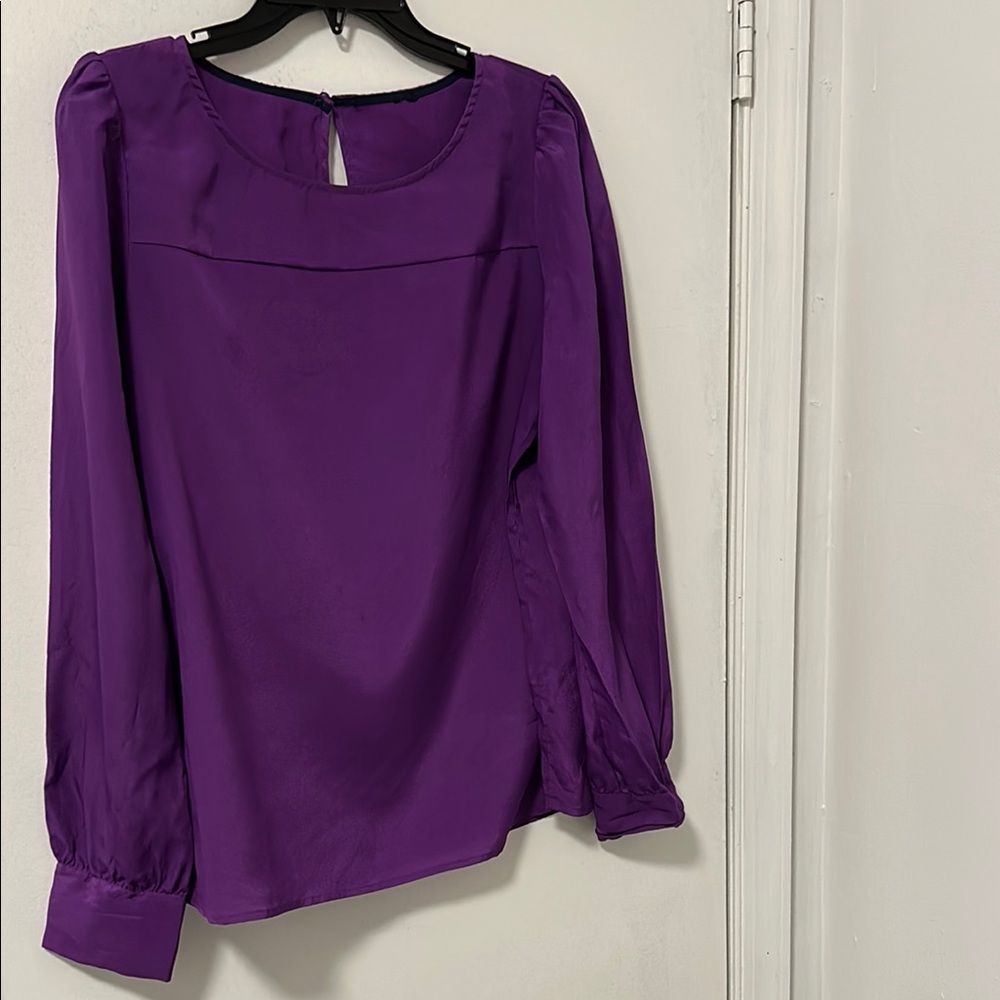 J. Crew Purple Blouse with Bib Collar and Long Sleeves